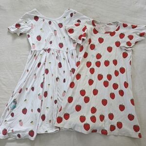PLAY Kyte Baby & Mini Rodini Strawberry Print Dresses Girls 6 7